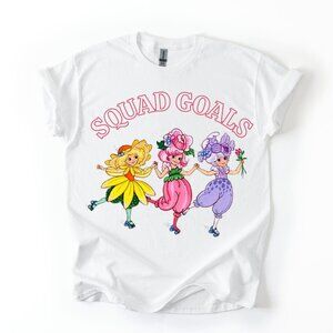 Retro 80s Rose Petal Place Cartoon SQUAD GOALS Women's Cute Graphic Tee Shirt